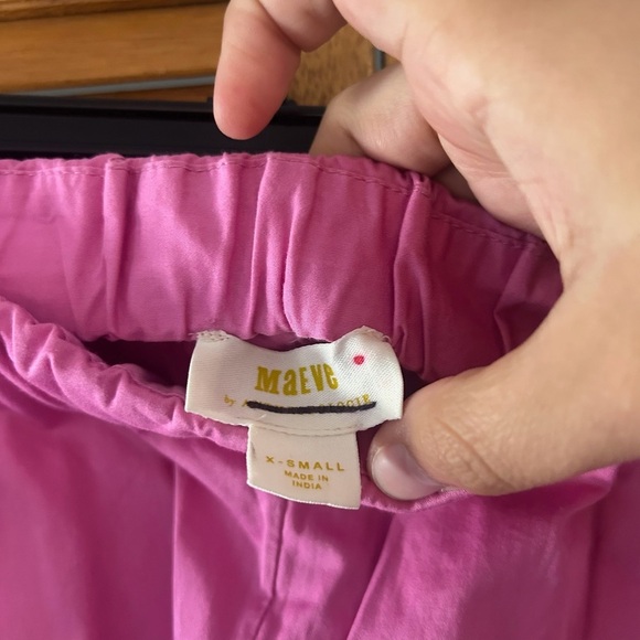 Maeve By Anthropologie Pull-On Curved Poplin Pink Trousers Sz XS - Picture 6 of 9